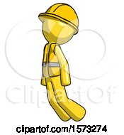 Poster, Art Print Of Yellow Construction Worker Contractor Man Floating Through Air Left