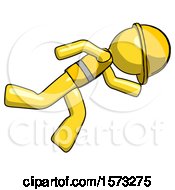 Poster, Art Print Of Yellow Construction Worker Contractor Man Running While Falling Down