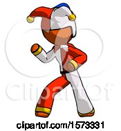 Orange Jester Joker Man Martial Arts Defense Pose Left