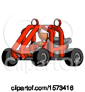 Poster, Art Print Of Orange Jester Joker Man Riding Sports Buggy Side Angle View