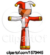 Poster, Art Print Of Orange Jester Joker Man T-Pose Arms Up Standing
