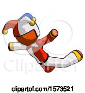 Poster, Art Print Of Orange Jester Joker Man Skydiving Or Falling To Death