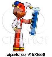 Orange Jester Joker Man Holding Large Test Tube