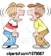 Clipart Of Cartoon Boys During A Stand Off Yelling At Each Other Royalty Free Vector Illustration by Johnny Sajem