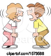 Poster, Art Print Of Cartoon Boy And Girl During A Stand Off Yelling At Each Other