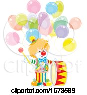 Poster, Art Print Of Cute Clown With A Drum And Balloons