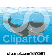 Clipart Of A Happy Swimming Cachalot Sperm Whale Royalty Free Vector Illustration by Alex Bannykh