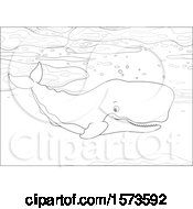 Poster, Art Print Of Lineart Swimming Cachalot Sperm Whale