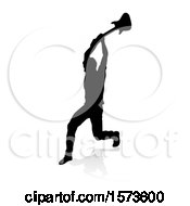 Poster, Art Print Of Silhouetted Male Guitarist Smashing His Guitar With A Reflection Or Shadow On A White Background