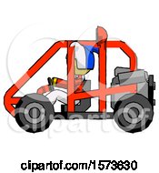 Poster, Art Print Of Yellow Jester Joker Man Riding Sports Buggy Side View