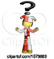 Poster, Art Print Of Yellow Jester Joker Man With Question Mark Above Head Confused