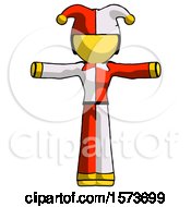 Poster, Art Print Of Yellow Jester Joker Man T-Pose Arms Up Standing