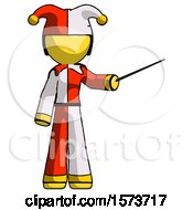 Yellow Jester Joker Man Teacher Or Conductor With Stick Or Baton Directing