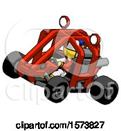 Poster, Art Print Of Yellow Jester Joker Man Riding Sports Buggy Side Top Angle View