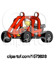 Poster, Art Print Of Yellow Jester Joker Man Riding Sports Buggy Side Angle View
