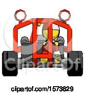Poster, Art Print Of Yellow Jester Joker Man Riding Sports Buggy Front View