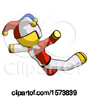 Poster, Art Print Of Yellow Jester Joker Man Skydiving Or Falling To Death