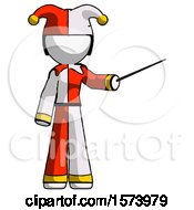 White Jester Joker Man Teacher Or Conductor With Stick Or Baton Directing by Leo Blanchette