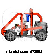 Poster, Art Print Of White Jester Joker Man Riding Sports Buggy Side View