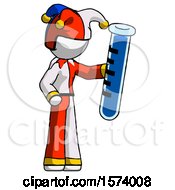 White Jester Joker Man Holding Large Test Tube