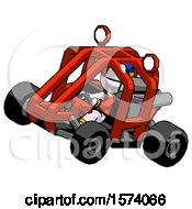 White Jester Joker Man Riding Sports Buggy Side Top Angle View