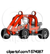 White Jester Joker Man Riding Sports Buggy Side Angle View