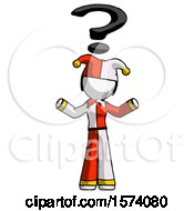 White Jester Joker Man With Question Mark Above Head Confused