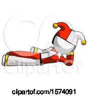 Poster, Art Print Of White Jester Joker Man Reclined On Side