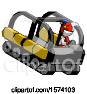 Poster, Art Print Of White Jester Joker Man Driving Amphibious Tracked Vehicle Top Angle View