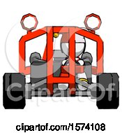 Poster, Art Print Of White Jester Joker Man Riding Sports Buggy Front View