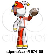 Poster, Art Print Of White Jester Joker Man Holding Football Up