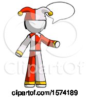 White Jester Joker Man With Word Bubble Talking Chat Icon