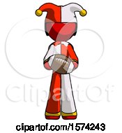 Red Jester Joker Man Giving Football To You