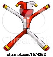 Red Jester Joker Man With Arms And Legs Stretched Out