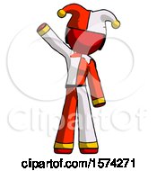 Poster, Art Print Of Red Jester Joker Man Waving Emphatically With Right Arm