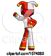 Poster, Art Print Of Red Jester Joker Man Waving Right Arm With Hand On Hip