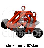 Poster, Art Print Of Red Jester Joker Man Riding Sports Buggy Side Top Angle View