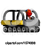 Poster, Art Print Of Red Jester Joker Man Driving Amphibious Tracked Vehicle Side Angle View