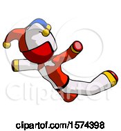 Poster, Art Print Of Red Jester Joker Man Skydiving Or Falling To Death