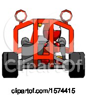Poster, Art Print Of Red Jester Joker Man Riding Sports Buggy Front View