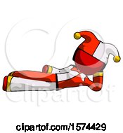 Poster, Art Print Of Red Jester Joker Man Reclined On Side