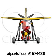Poster, Art Print Of Red Jester Joker Man In Ultralight Aircraft Front View