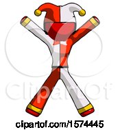 Poster, Art Print Of Red Jester Joker Man Jumping Or Flailing
