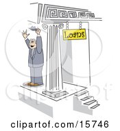 Happy Man Tossing His Hat After Being Approved For A Loan Clipart Illustration by Andy Nortnik
