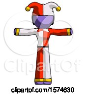 Poster, Art Print Of Purple Jester Joker Man T-Pose Arms Up Standing
