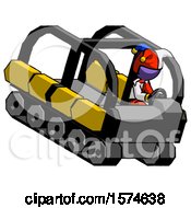 Poster, Art Print Of Purple Jester Joker Man Driving Amphibious Tracked Vehicle Top Angle View