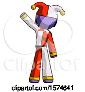 Purple Jester Joker Man Waving Emphatically With Right Arm