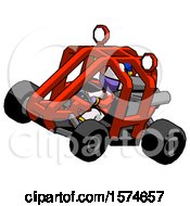 Poster, Art Print Of Purple Jester Joker Man Riding Sports Buggy Side Top Angle View