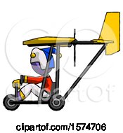 Poster, Art Print Of Purple Jester Joker Man In Ultralight Aircraft Side View