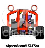 Poster, Art Print Of Purple Jester Joker Man Riding Sports Buggy Front View